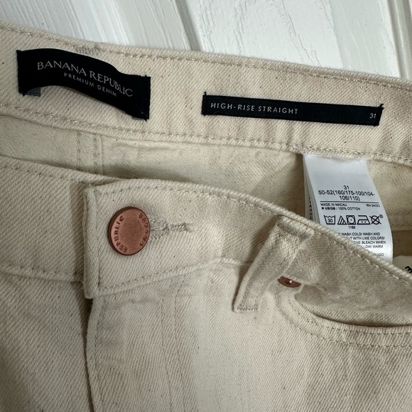 Banana Republic High Rise Straight Ankle Raw Hem Premium Denim Jeans 31 - Picture 9 of 9